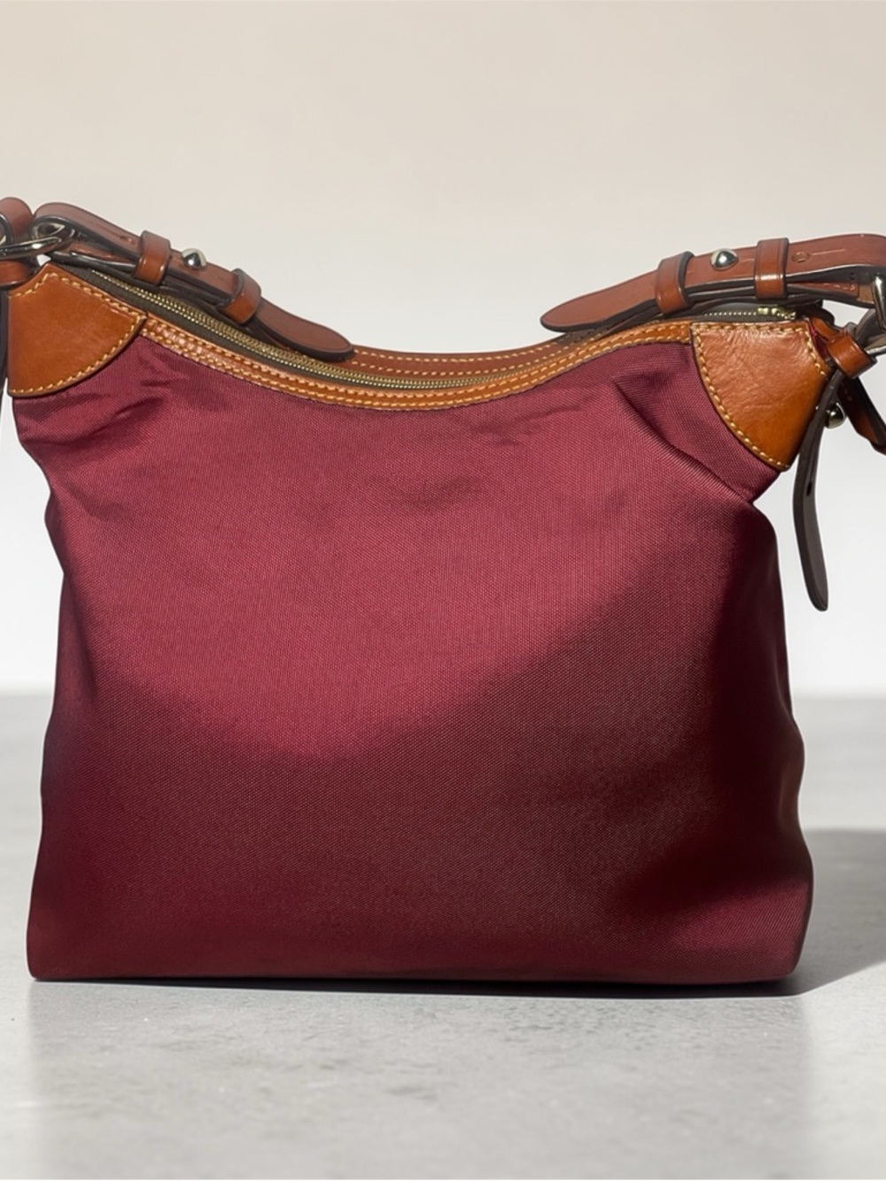 Dooney & Bourke Burgundy Large Nylon Erica Hobo Bag - Picture 3 of 6